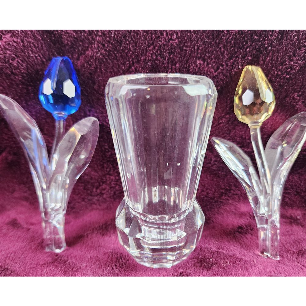 Swarovski Crystal Blue & Yellow Tulips with Tuscany Collection Toothpick Holder